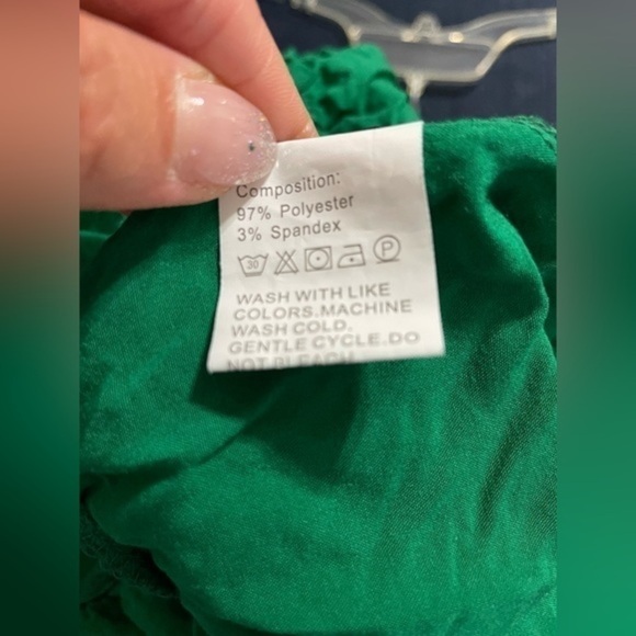 Green Mini A-Line tie up back Dress Size Medium - Picture 9 of 10